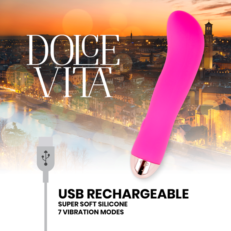 DOLCE VITA - VIBRATEUR RECHARGEABLE DEUX ROSE 7 VITESSES DOLCE VITA