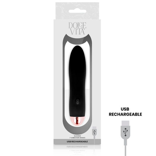 DOLCE VITA - VIBRATEUR RECHARGEABLE QUATRE NOIR 7 VITESSES DOLCE VITA
