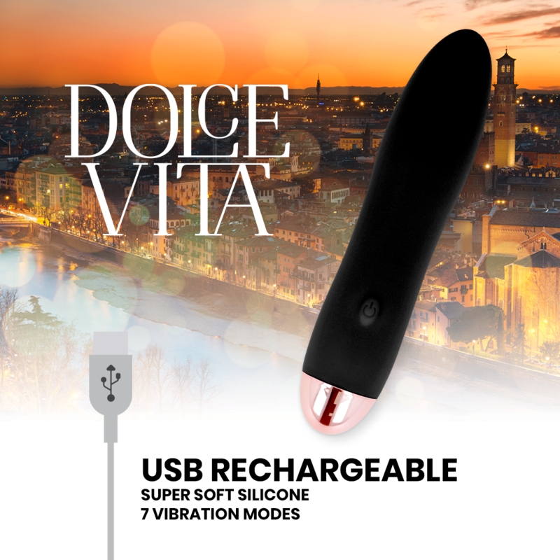 DOLCE VITA - VIBRATEUR RECHARGEABLE QUATRE NOIR 7 VITESSES DOLCE VITA