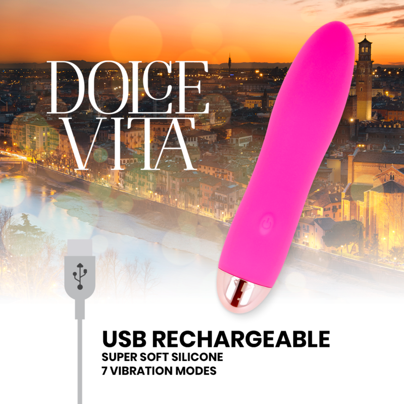 DOLCE VITA - VIBRATEUR RECHARGEABLE QUATRE ROSE 7 VITESSES DOLCE VITA