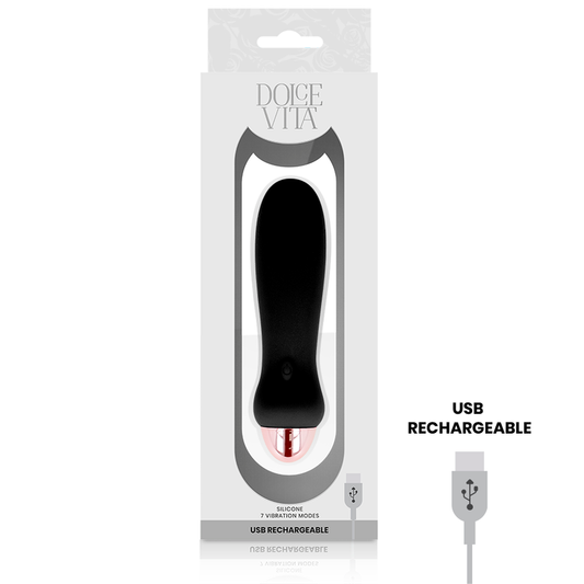DOLCE VITA - VIBRATEUR RECHARGEABLE CINQ NOIR 7 VITESSES DOLCE VITA