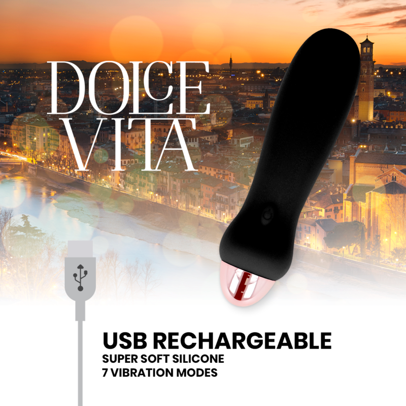 DOLCE VITA - VIBRATEUR RECHARGEABLE CINQ NOIR 7 VITESSES DOLCE VITA