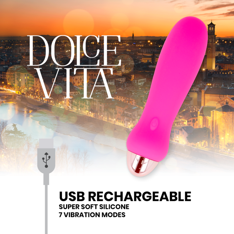 DOLCE VITA - VIBRATEUR RECHARGEABLE CINQ ROSE 7 VITESSES DOLCE VITA