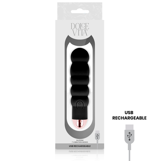 DOLCE VITA - VIBRATEUR RECHARGEABLE SIX NOIR 7 VITESSES DOLCE VITA