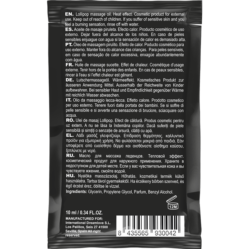 COQUETTE CHIC DESIRE - HUILE DE MASSAGE KISSABLE DE POCHE AVEC SUCETTE EFFET CHALEUR 10 ML COQUETTE COSMETICS