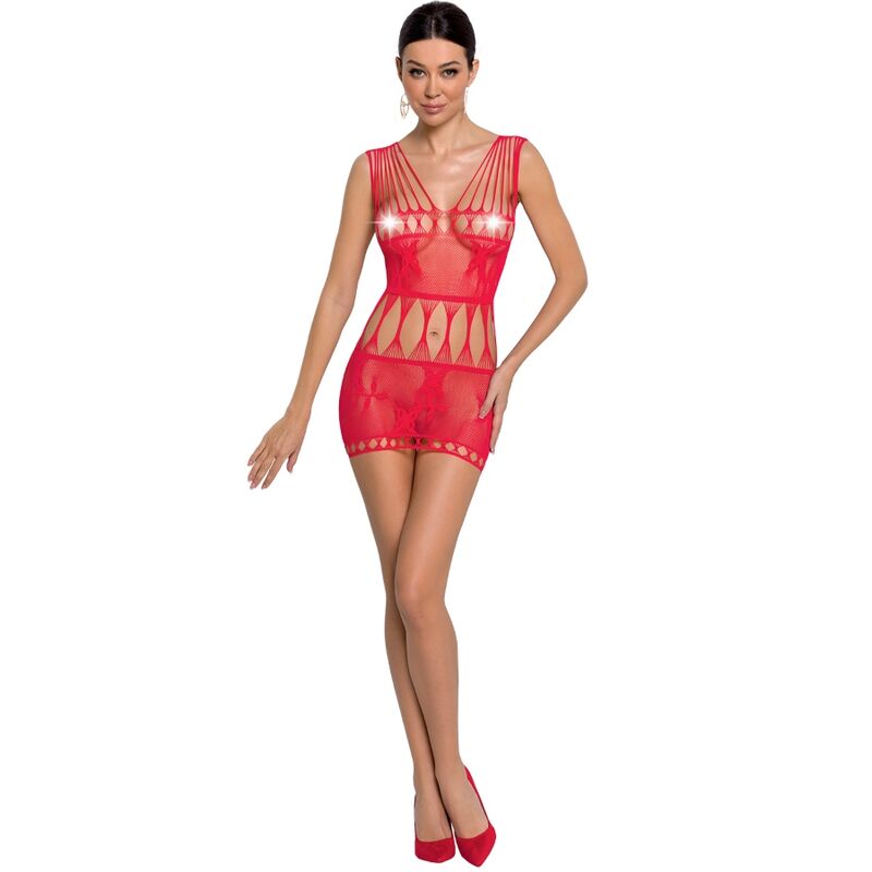 PASSION - FEMME BS090 BODYSTOCKING ROUGE TAILLE UNIQUE PASSION WOMAN