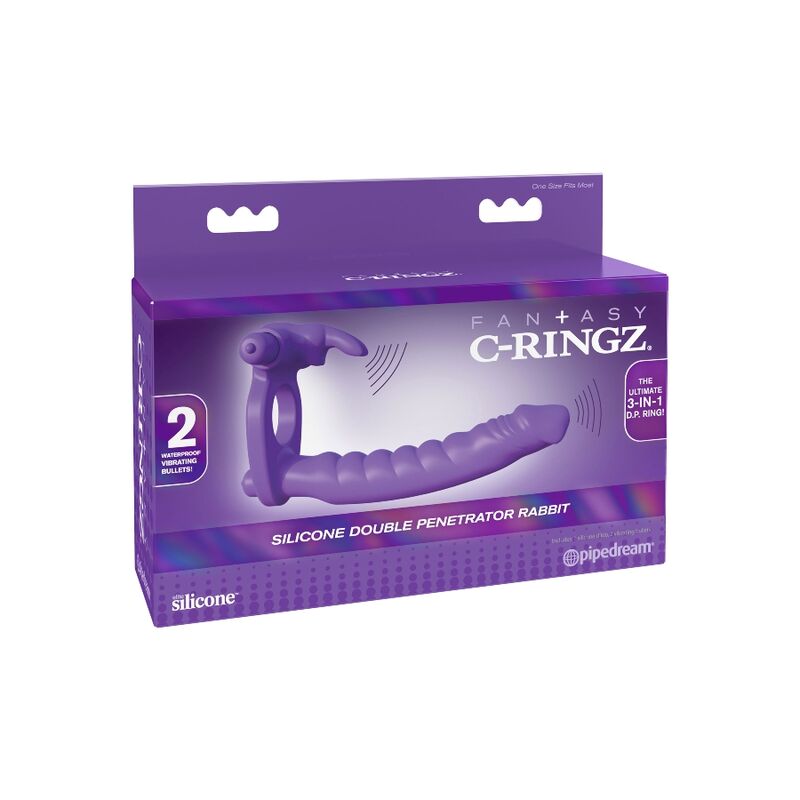FANTASY C-RINGZ - SILICONE DOUBLE VIBRATOR RABBIT FANTASY C-RINGZ