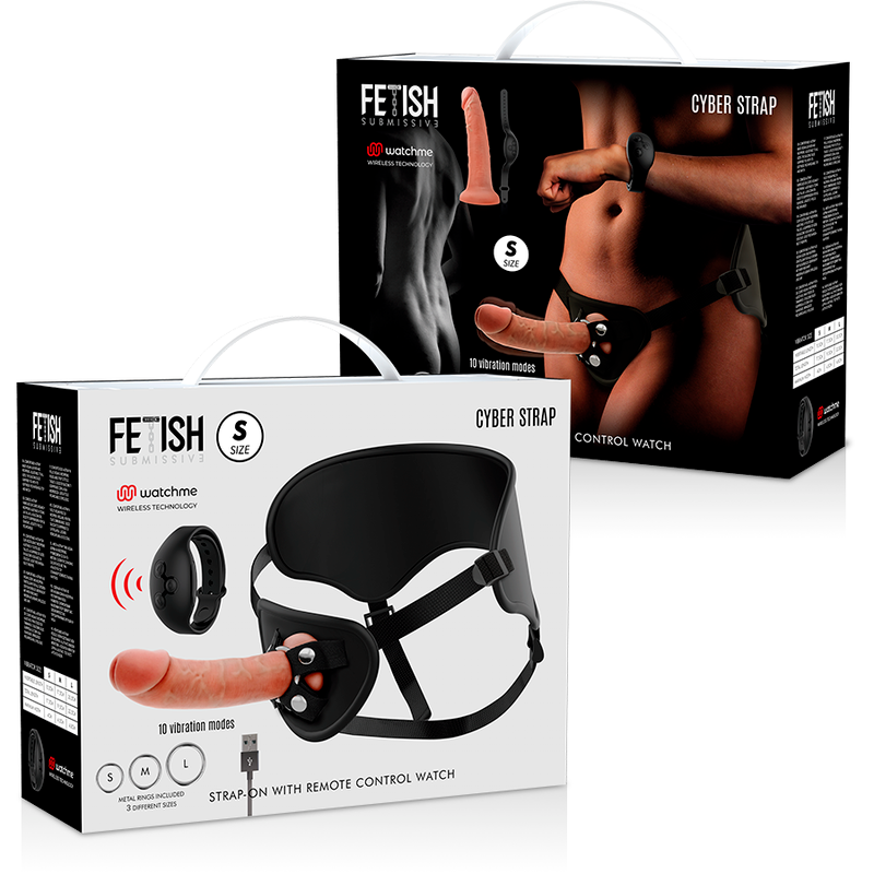 FETISH SUBMISSIVE CYBER STRAP - HARNAIS AVEC TÉLÉCOMMANDE DILDO WATCHME S TECHNOLOGIE FETISH SUBMISSIVE CYBER STRAP