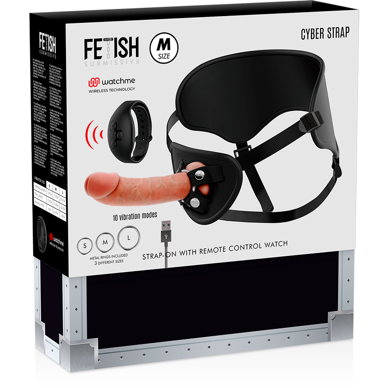 FETISH SUBMISSIVE CYBER STRAP - HARNAIS AVEC TÉLÉCOMMANDE DILDO WATCHME M TECHNOLOGIE FETISH SUBMISSIVE CYBER STRAP