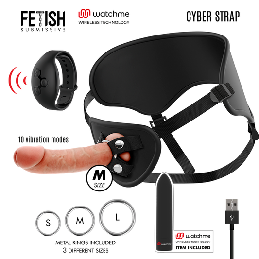 FETISH SUBMISSIVE CYBER STRAP - HARNAIS AVEC GODE ET TÉLÉCOMMANDE BULLET TECHNOLOGIE WATCHME M FETISH SUBMISSIVE
