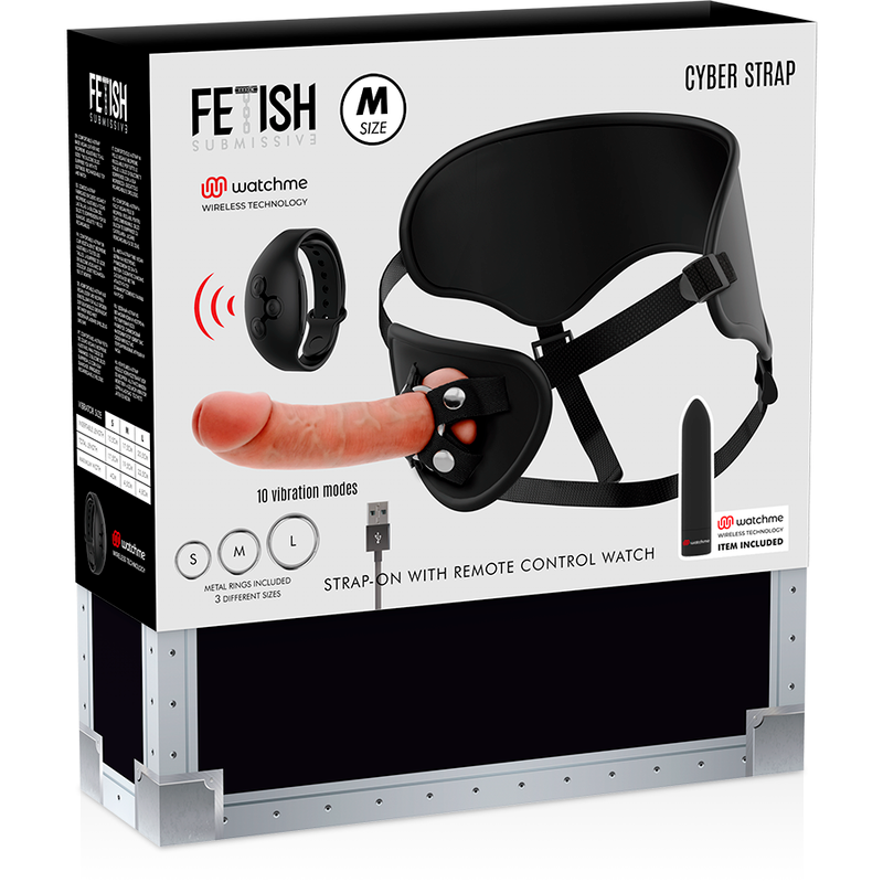 FETISH SUBMISSIVE CYBER STRAP - HARNAIS AVEC GODE ET TÉLÉCOMMANDE BULLET TECHNOLOGIE WATCHME M FETISH SUBMISSIVE