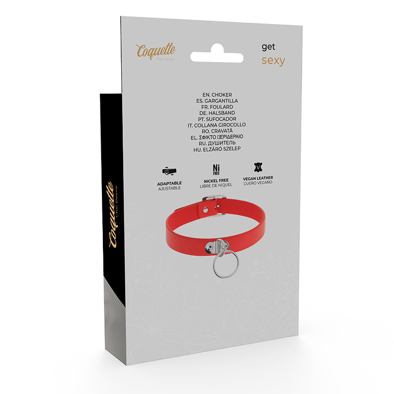 COQUETTE CHIC DESIRE - COLLIER CUIR VEGAN ROUGE FEMME ACCESSOIRE FÉTICHE COQUETTE ACCESSORIES