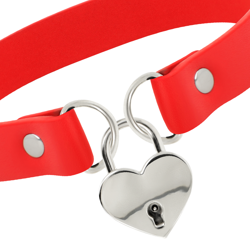 COQUETTE CHIC DESIRE - COLLIER EN CUIR VEGAN ROUGE AVEC ACCESSOIRE COEUR AVEC CL? COQUETTE ACCESSORIES