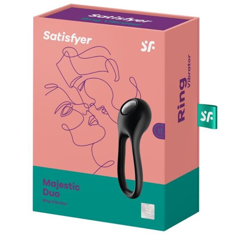 SATISFYER - VIBRATEUR  ANNEAU MAJESTIC DUO NOIR SATISFYER RING