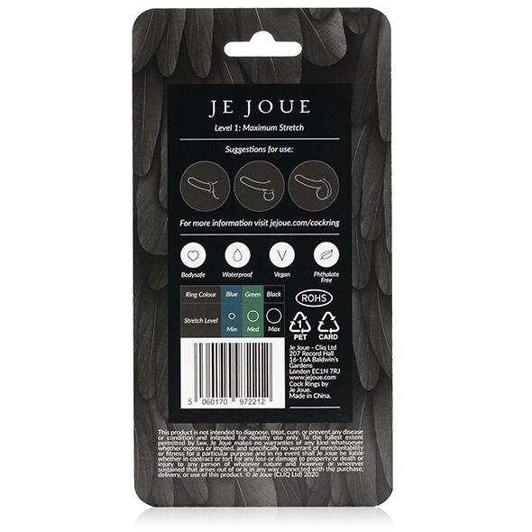 JE JOUE - ANNEAU PÉNIAL EN SILICONE  EXTENSION MAXIMALE - NOIR JE JOUE