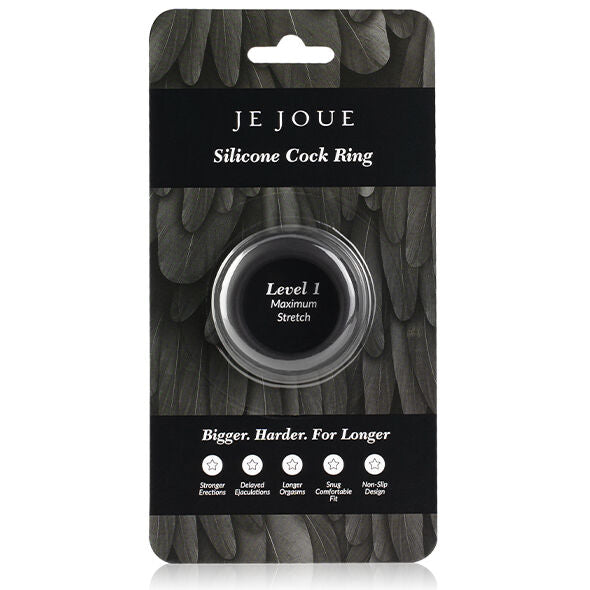 JE JOUE - ANNEAU PÉNIAL EN SILICONE  EXTENSION MAXIMALE - NOIR JE JOUE