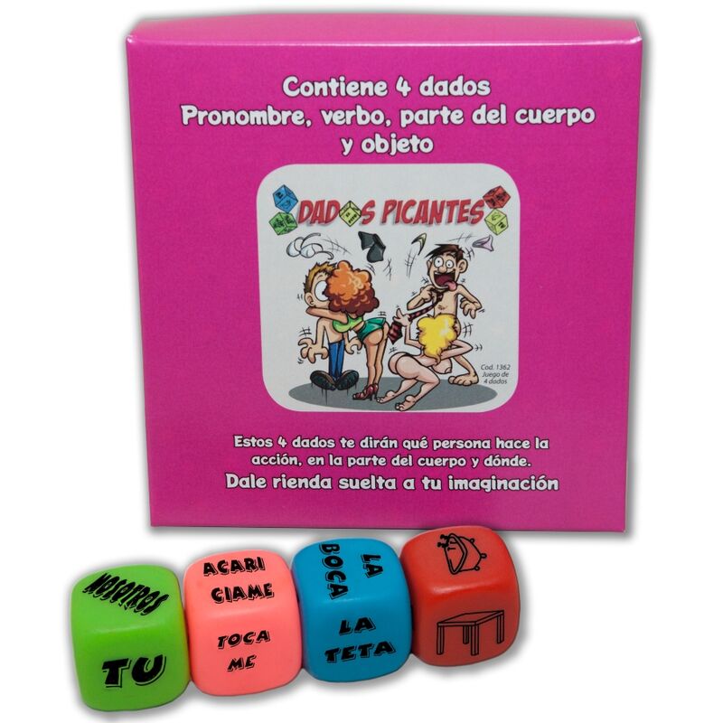 DIABLO PICANTE - JEU DE 4 DÉS DE PRONOM, VERBE, PARTIE DU CORPS ET LIEU DIABLO PICANTE