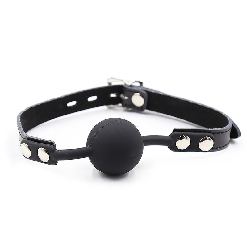 OHMAMA FETISH - BÂILLON BALLE EN SILICONE AVEC CEINTURE EN CUIR (CADENAS INCLUS) OHMAMA FETISH