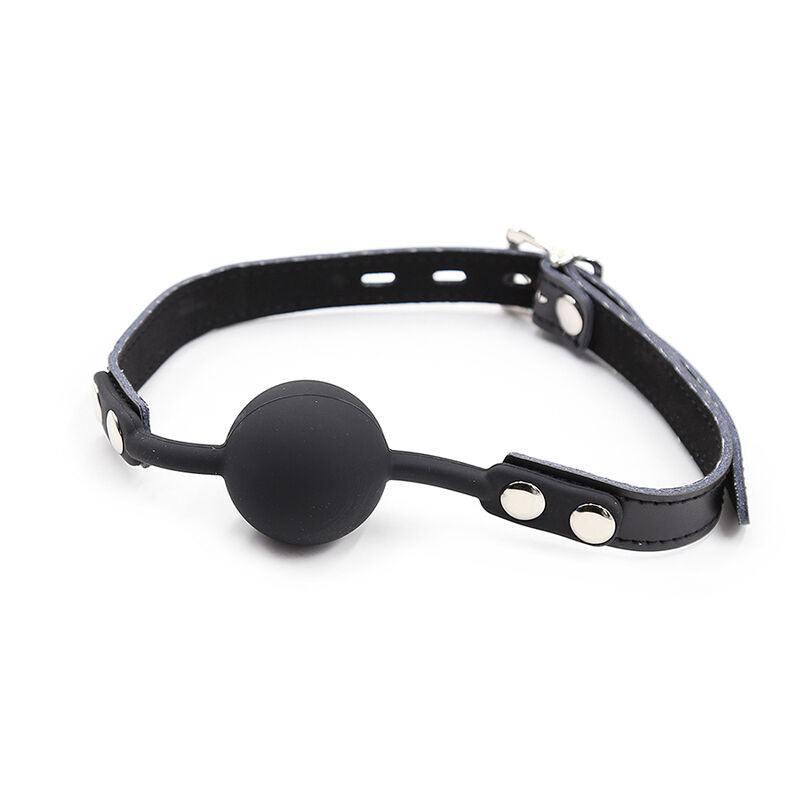 OHMAMA FETISH - BÂILLON BALLE EN SILICONE AVEC CEINTURE EN CUIR (CADENAS INCLUS) OHMAMA FETISH
