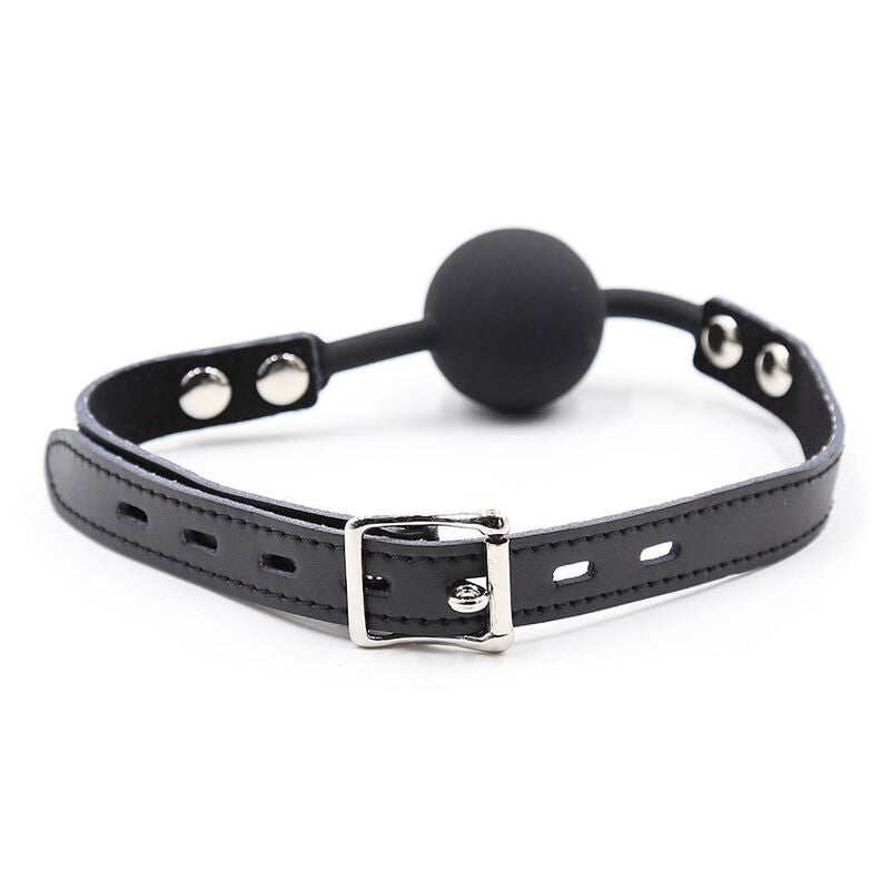 OHMAMA FETISH - BÂILLON BALLE EN SILICONE AVEC CEINTURE EN CUIR (CADENAS INCLUS) OHMAMA FETISH