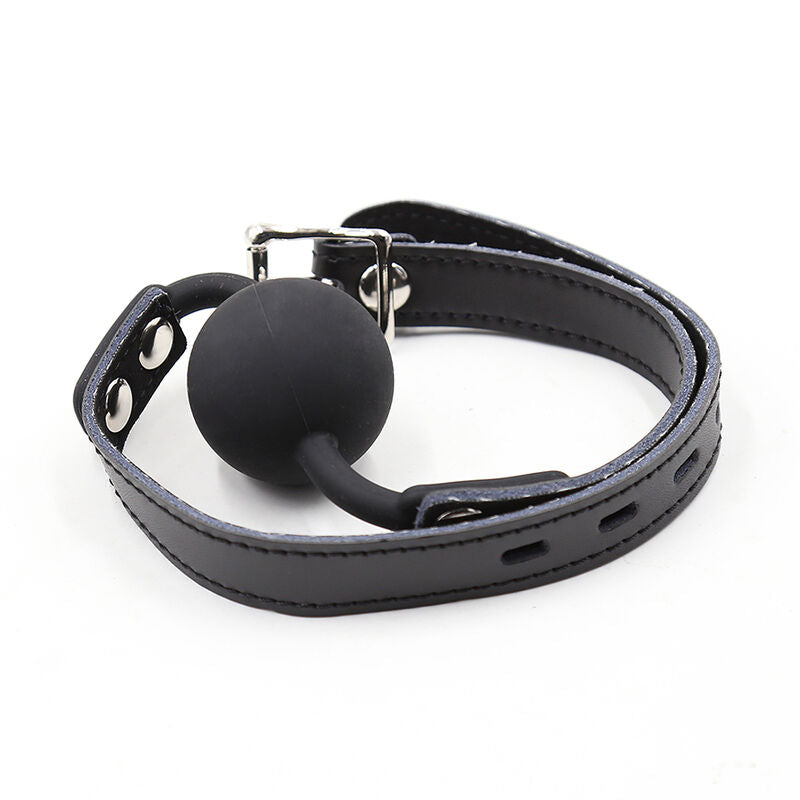 OHMAMA FETISH - BÂILLON BALLE EN SILICONE AVEC CEINTURE EN CUIR (CADENAS INCLUS) OHMAMA FETISH