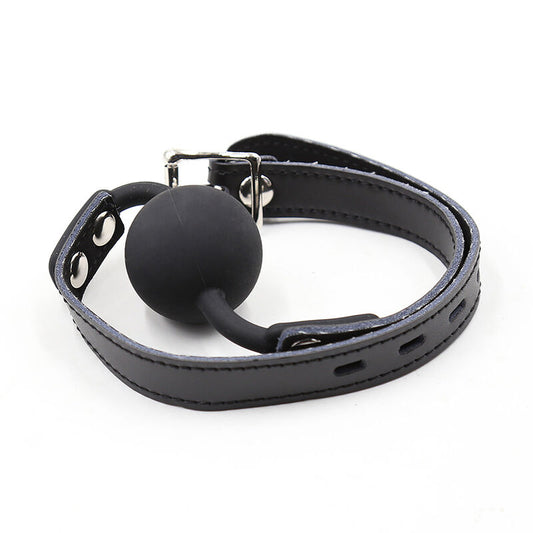 OHMAMA FETISH - BÂILLON BALLE EN SILICONE AVEC CEINTURE EN CUIR (CADENAS INCLUS) OHMAMA FETISH