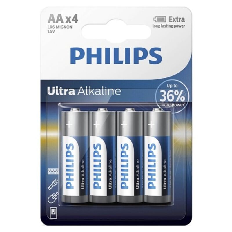 PHILIPS - PILE ULTRA ALCALINE AA LR6 4 UNITÉ PHILLIPS
