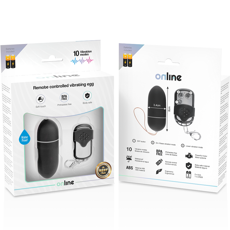 ONLINE - OEUF VIBRANT TÉLÉCOMMANDE L NOIR ONLINE