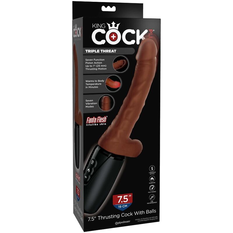 KING COCK - PLUS TRIPLE MENACE TON DE PEAU MARRON KING COCK PLUS