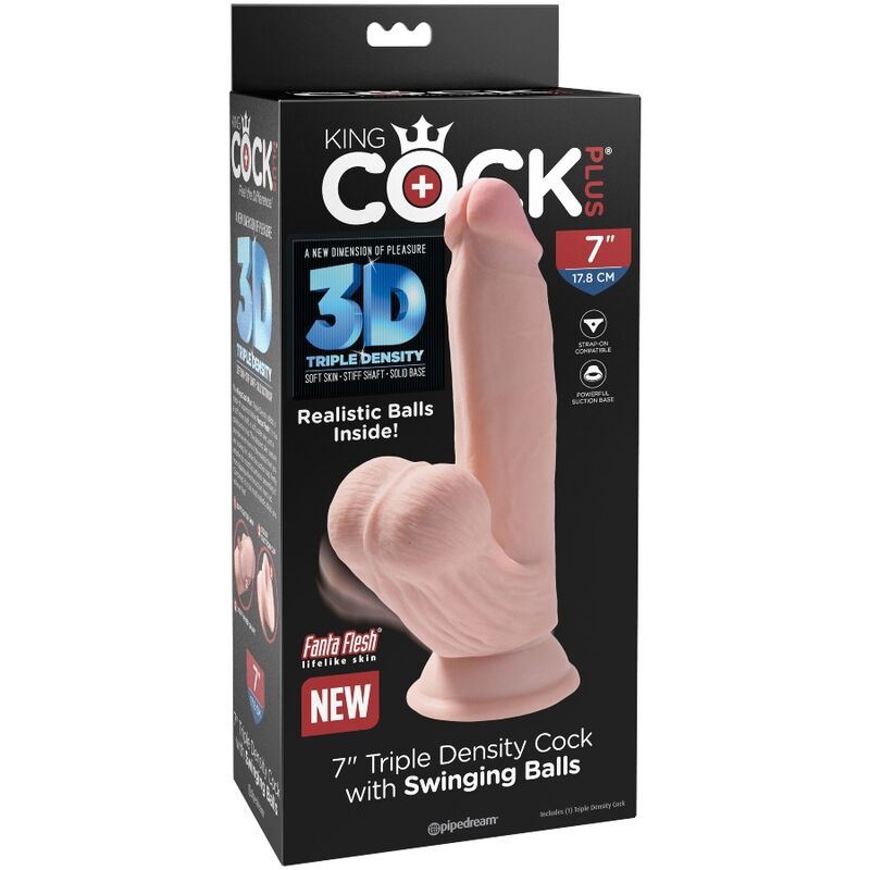 KING COCK - BALLES GODE 3D PLUS 15.2 CM PEAU CLAIRE KING COCK PLUS