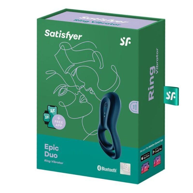 SATISFYER - APPLICATION EPIC DUO RING VIBRATOR BLEU SATISFYER CONNECT