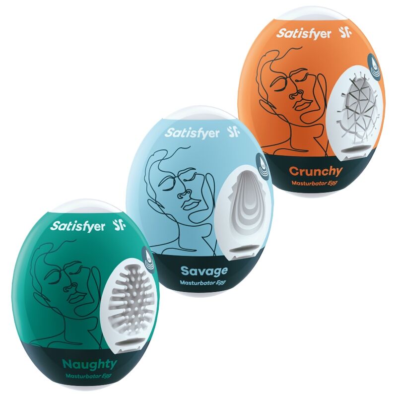 SATISFYER - 3 OEUFS MASTURBATEURS NAUGHTY, SAVAGE & CRUNCHY SATISFYER EGGS