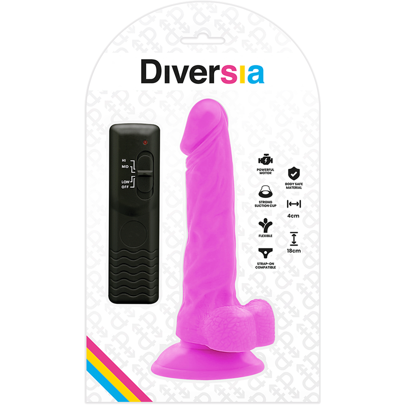 DIVERSIA - DILDO VIBRANT FLEXIBLE VIOLET 18 CM -O- 4 CM DIVERSIA