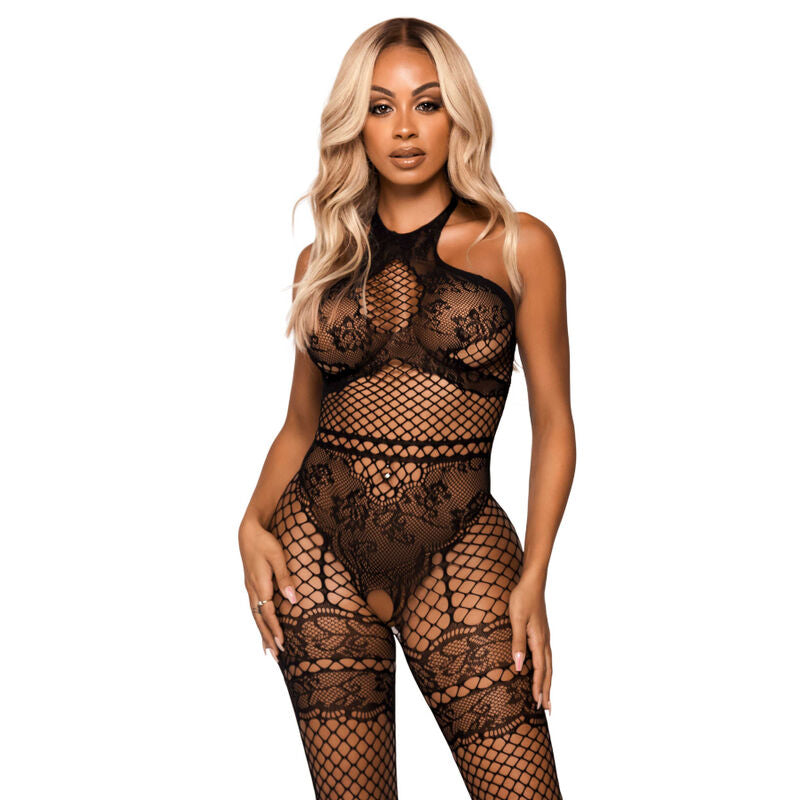 LEG AVENUE - NET HALTER BODYSTOCKING TAILLE UNIQUE - NOIR LEG AVENUE BODYSTOCKINGS