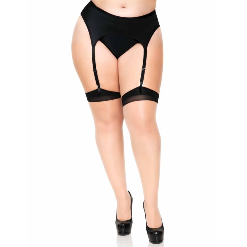 LEG AVENUE - PLUS LYCRA SHEER 2 TONS CUISSES HAUTES AVEC COUTURE ARRIÈRE ET TALON CUBAIN LEG AVENUE HOSIERY