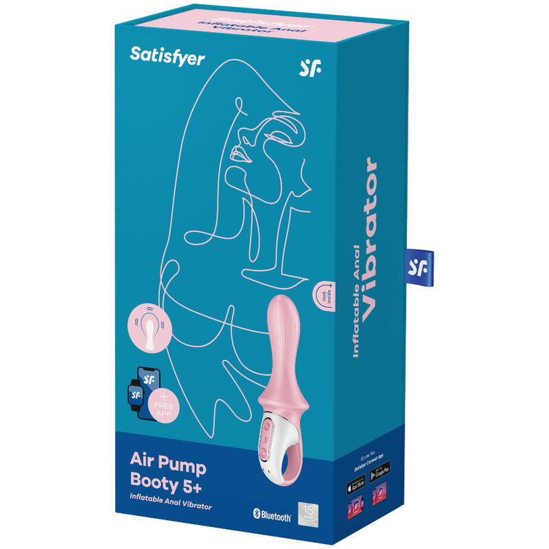SATISFYER - AIR PUMP BOOTY 5+ VIBRATEUR ANAL GONFLABLE ROSE SATISFYER CONNECT