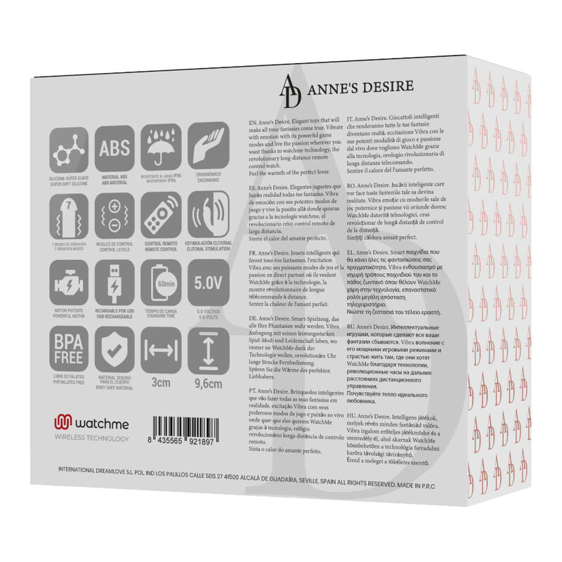ANNE'S DESIRE - PANTY PLEASURE TECNOLOG A WATCHME NOIR/OR ANNE´S DESIRE