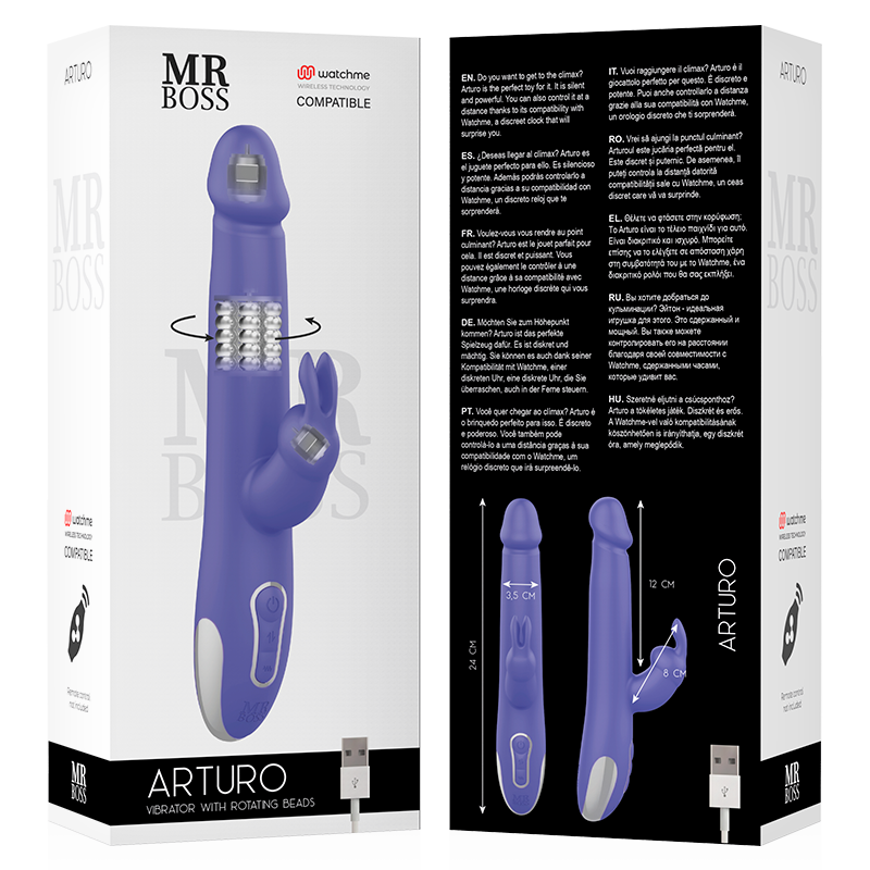 MR BOSS - VIBRATEUR ET ROTATEUR ARTURO COMPATIBLE AVEC LA TECHNOLOGIE SANS FIL WATCHME MR. BOSS