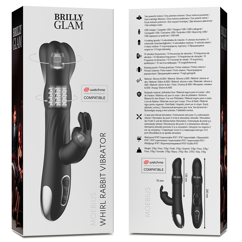 VIBRATEUR ET ROTATEUR BRILLY GLAM MOEBIUS RABBIT COMPATIBLE AVEC LA TECHNOLOGIE SANS FIL WATCHME BRILLY GLAM
