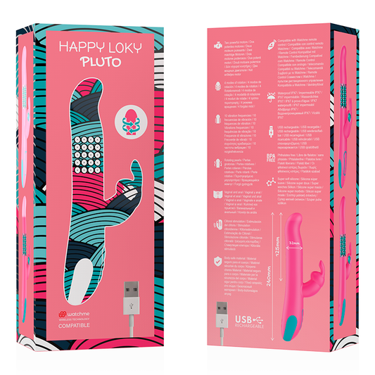 HAPPY LOKY - PLUTO LAPIN VIBRATEUR ET ROTATEUR WATCHME TECHNOLOGIE SANS FIL COMPATIBLE HAPPY LOKY