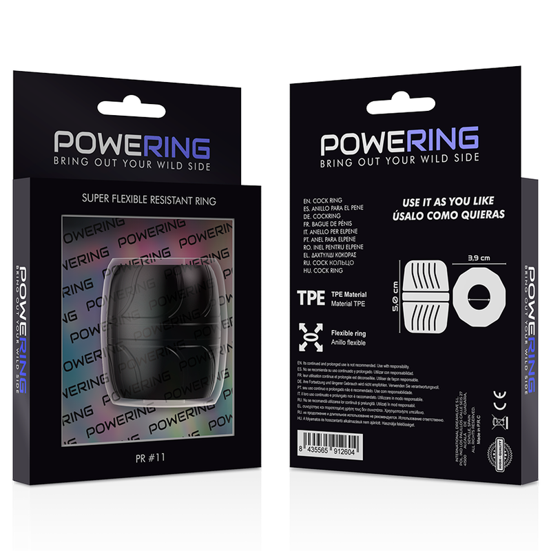 POWERING - ANNEAU PÉNIS SUPER FLEXIBLE ET RÉSISTANT 5 CM PR11 NOIR POWERING