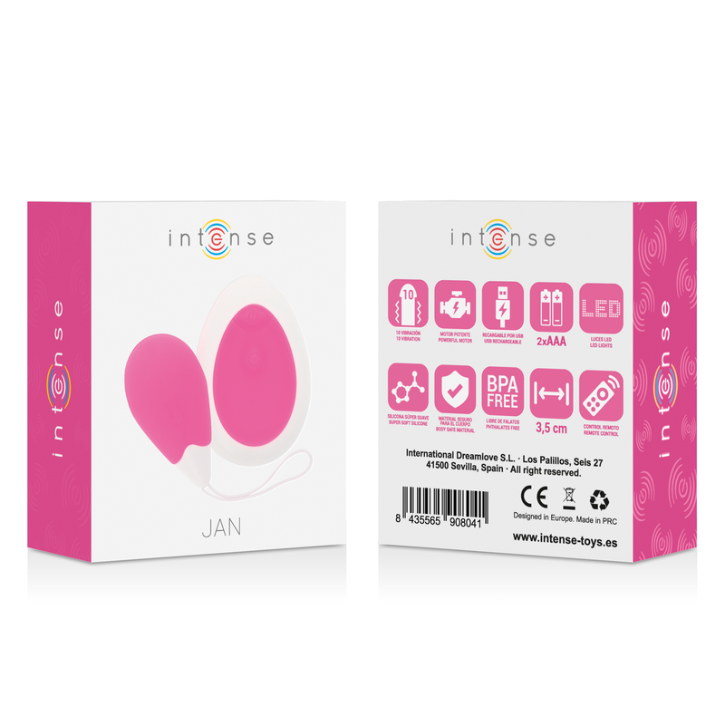 INTENSE - VIBRATEUR JAN EGG TÉLÉCOMMANDE ROSE INTENSE COUPLES TOYS