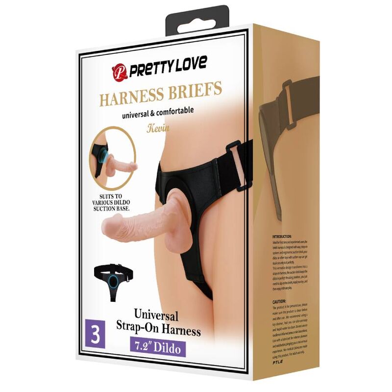 PRETTY LOVE - SLIP HARNAIS HARNAIS UNIVERSEL AVEC GODE KEVIN 19 CM NATUREL PRETTY LOVE