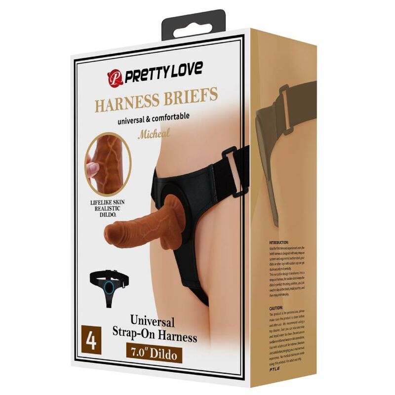PRETTY LOVE - SLIP HARNAIS HARNAIS UNIVERSEL AVEC GODE MICHEAL 20 CM NOIR PRETTY LOVE