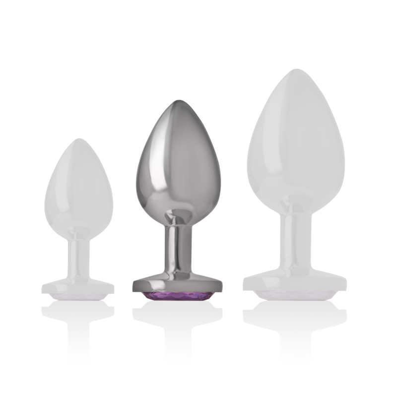 INTENSE - PLUG ANAL EN MÉTAL ALUMINIUM AVEC CRISTAL VIOLET TAILLE M INTENSE ANAL TOYS