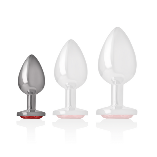 INTENSE - PLUG ANAL EN MÉTAL ALUMINIUM AVEC CRISTAL ROUGE TAILLE S INTENSE ANAL TOYS