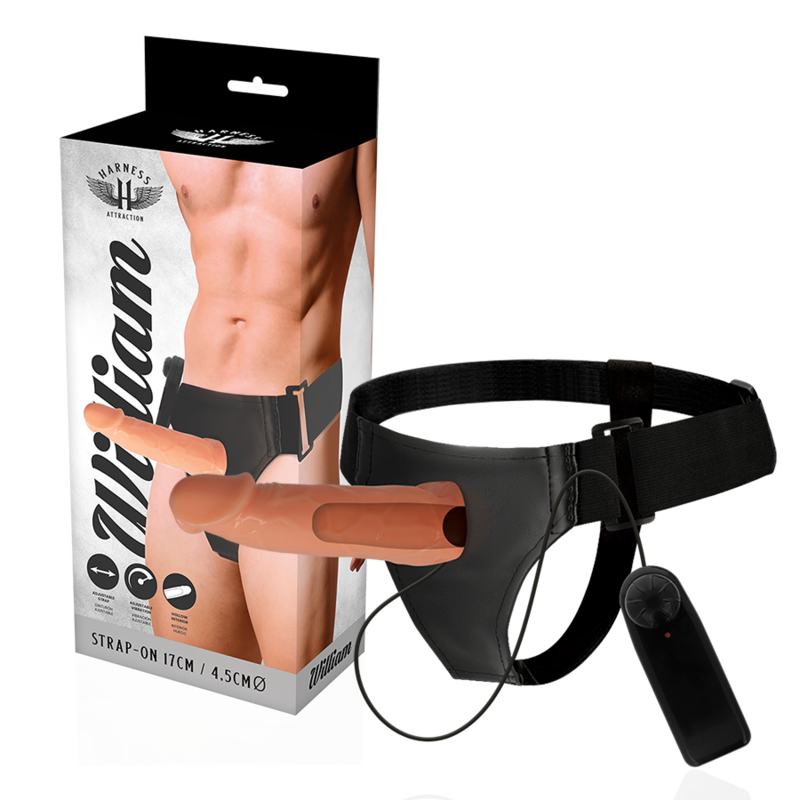 HARNESS ATTRACTION - WILLIAN HOLLOW RNES AVEC VIBRATEUR 17 CM -O- 4.5 CM HARNESS ATTRACTION