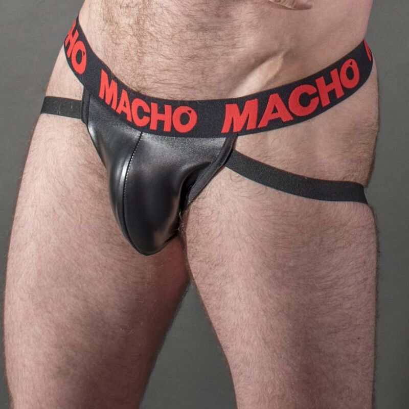 MACHO - MX25RC JOCK CUIR ROUGE S MACHO UNDERWEAR