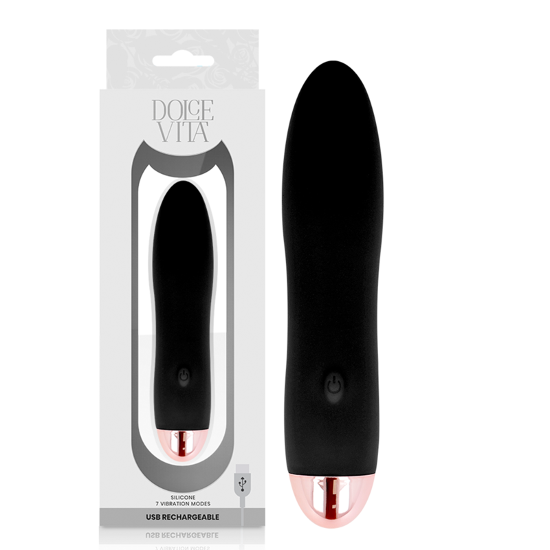DOLCE VITA - VIBRATEUR RECHARGEABLE QUATRE NOIR 7 VITESSES DOLCE VITA