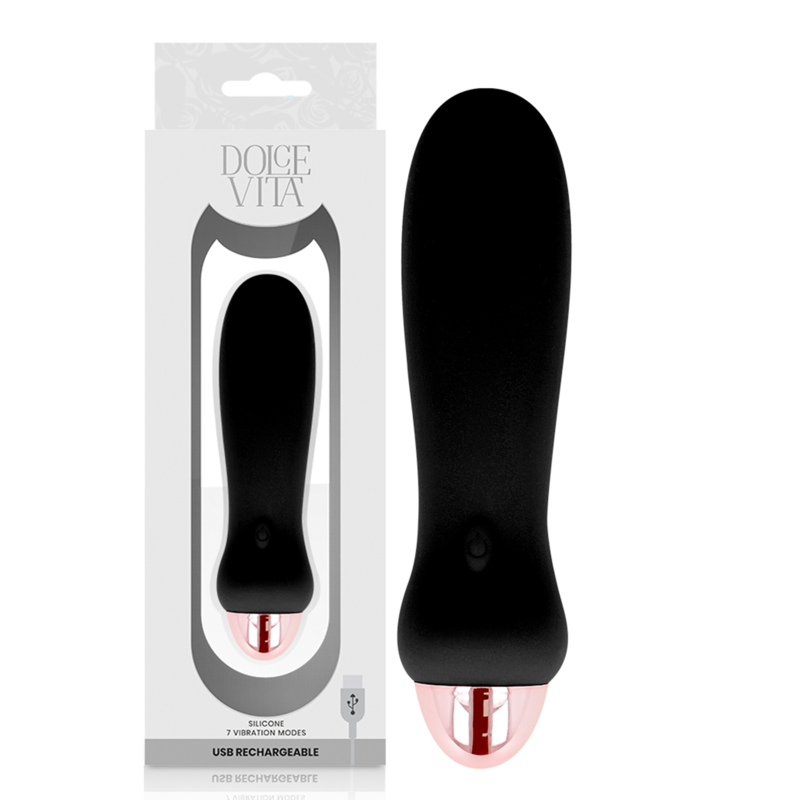 DOLCE VITA - VIBRATEUR RECHARGEABLE CINQ NOIR 7 VITESSES DOLCE VITA